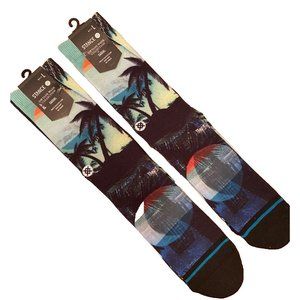 2- Stance Socks Men’s Sz L Dwyane Wade Collection Tropical Casual Socks Crew Hgt